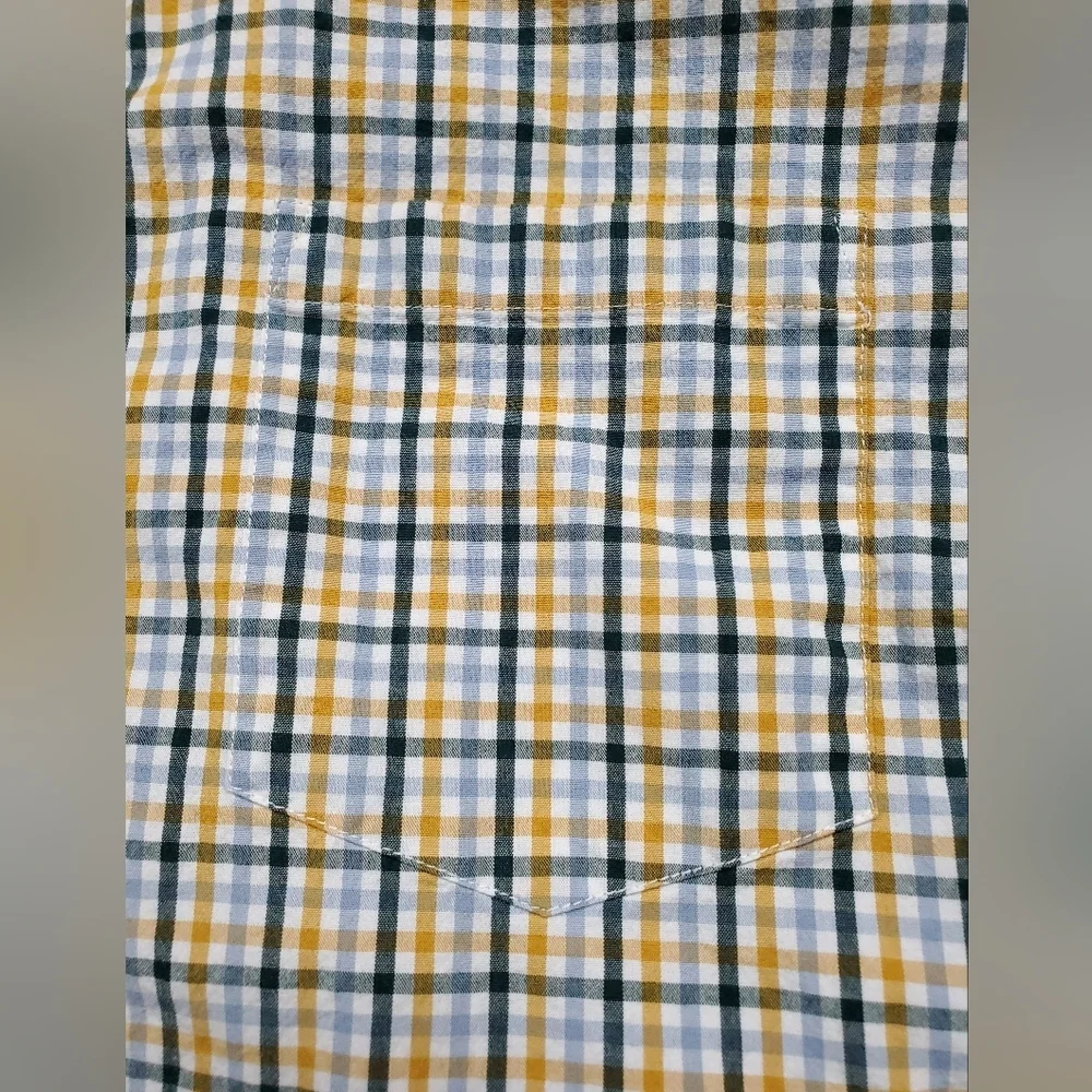 JCrew Flex Washed Green Yellow Plain Button Up Men's Cotton Shirt Size Large